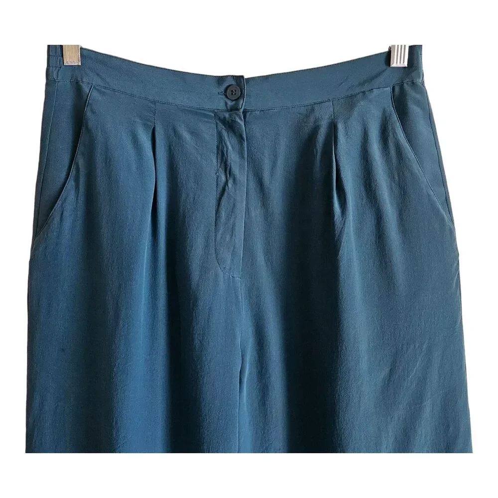 STEPHANIE ANDREWS 12 Silk Pants Dark Turquoise Fully Lined 100% Silk 30 x 29